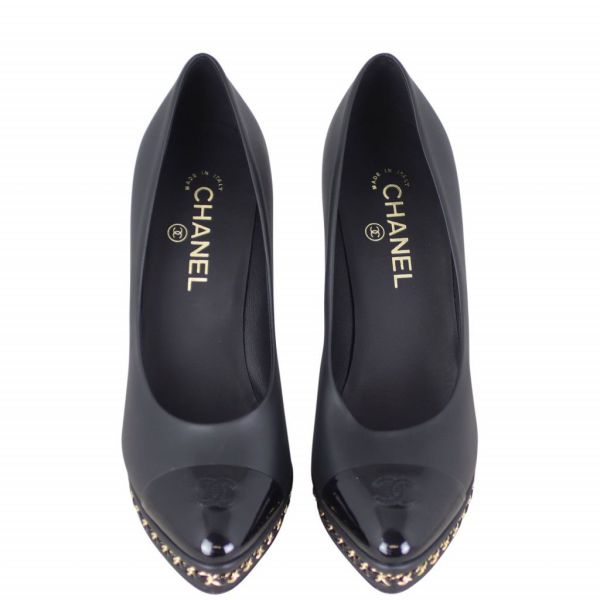 CHANEL CAP TOE CHAIN PUMPS