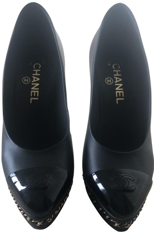 CHANEL CAP TOE CHAIN PUMPS