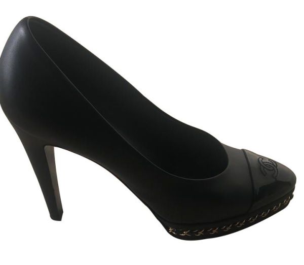 CHANEL CAP TOE CHAIN PUMPS