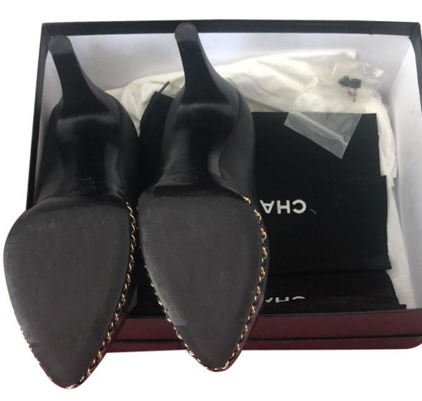 CHANEL CAP TOE CHAIN PUMPS