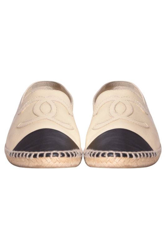 Chanel Cap Toe Leather Espadrilles