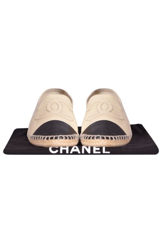 Chanel Cap Toe Leather Espadrilles