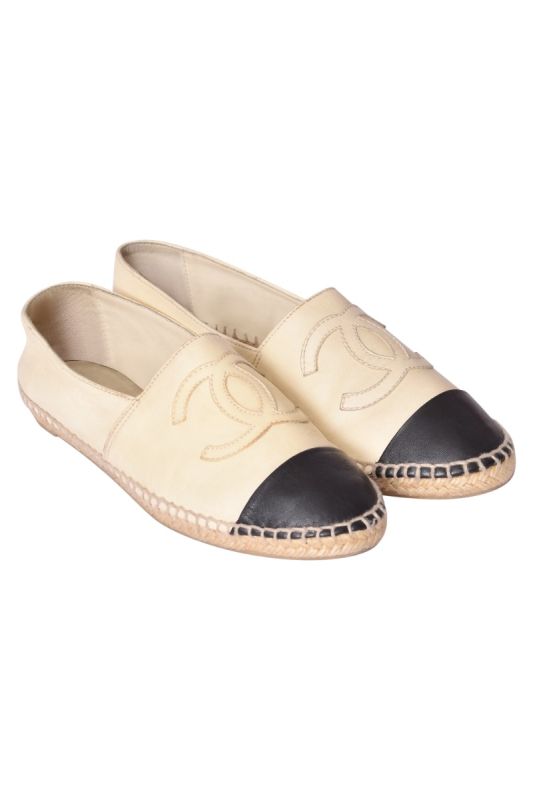 Chanel Cap Toe Leather Espadrilles