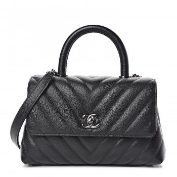 CHANEL CAVIAR CHEVRON QUILTED MINI COCO HANDLE BAG