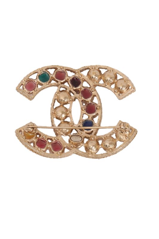 Chanel CC Logo Pearls Brooch