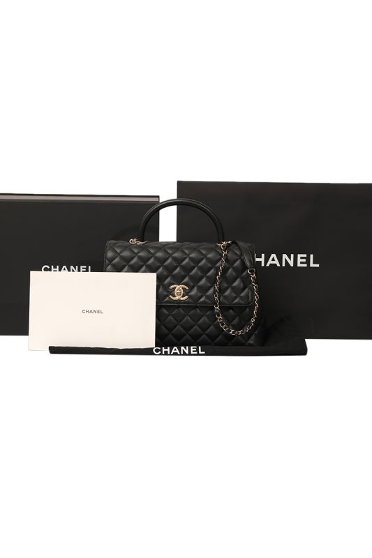 CHANEL COCO BLACK TOP HANDLE BAG