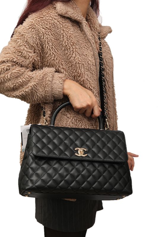 CHANEL COCO BLACK TOP HANDLE BAG