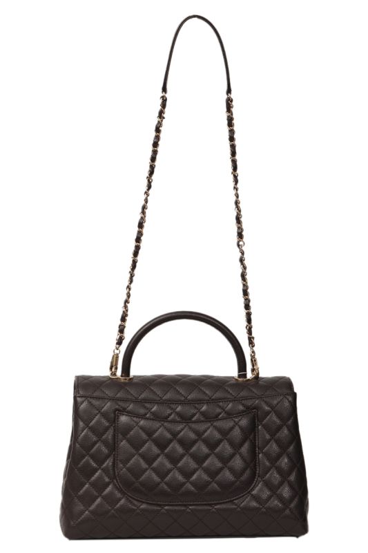 CHANEL COCOCAVIAR LEATHER BROWN TOP HANDLE BAG