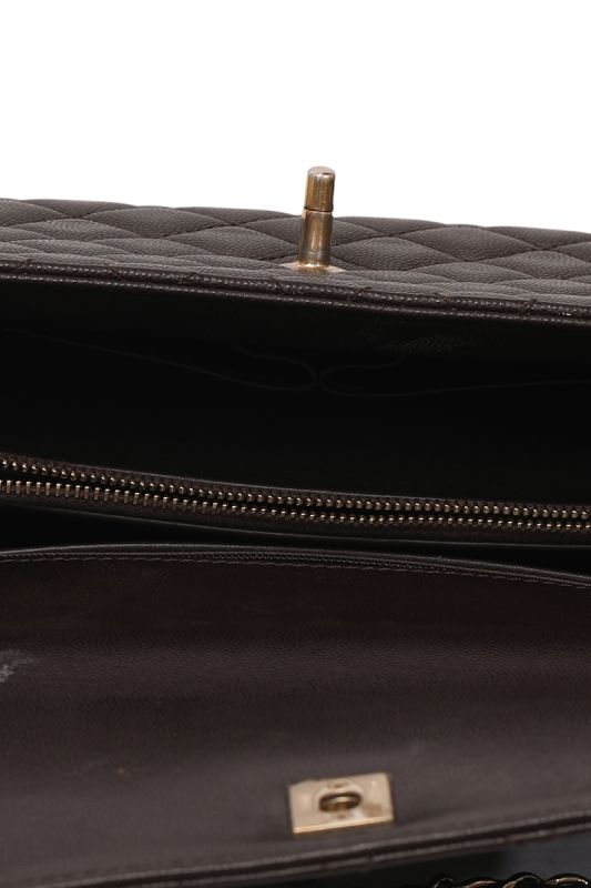 CHANEL COCOCAVIAR LEATHER BROWN TOP HANDLE BAG