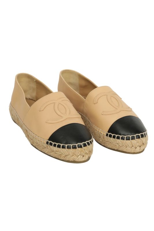 Chanel EU 35 Leather CC Espadrille Flats