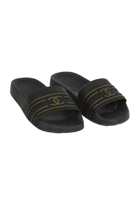 Chanel EU 36 Bicolor CC Rubber Mules
