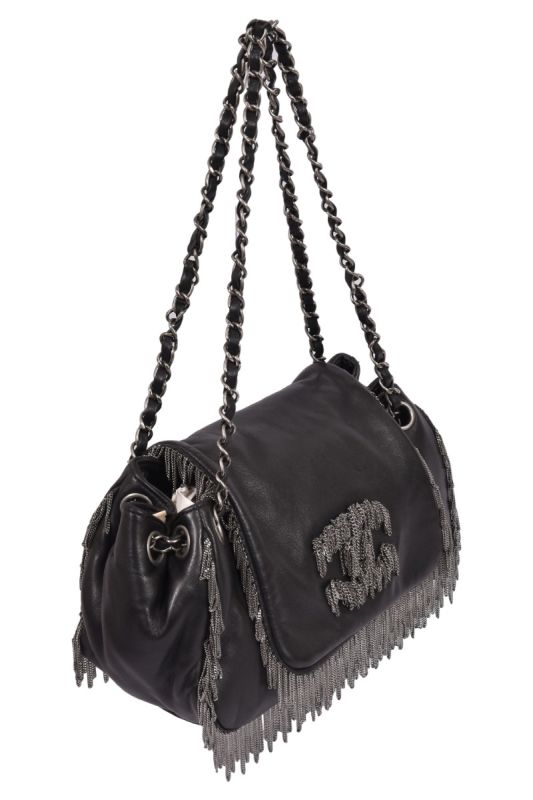 Chanel Flap A Chain Logo CC with Fringes Handbag