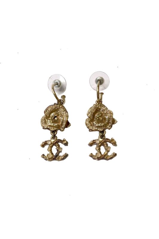 CHANEL GOLD CC DROP EARRINGS