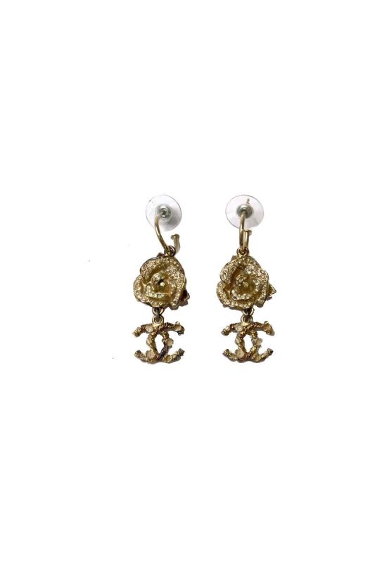 CHANEL GOLD CC DROP EARRINGS