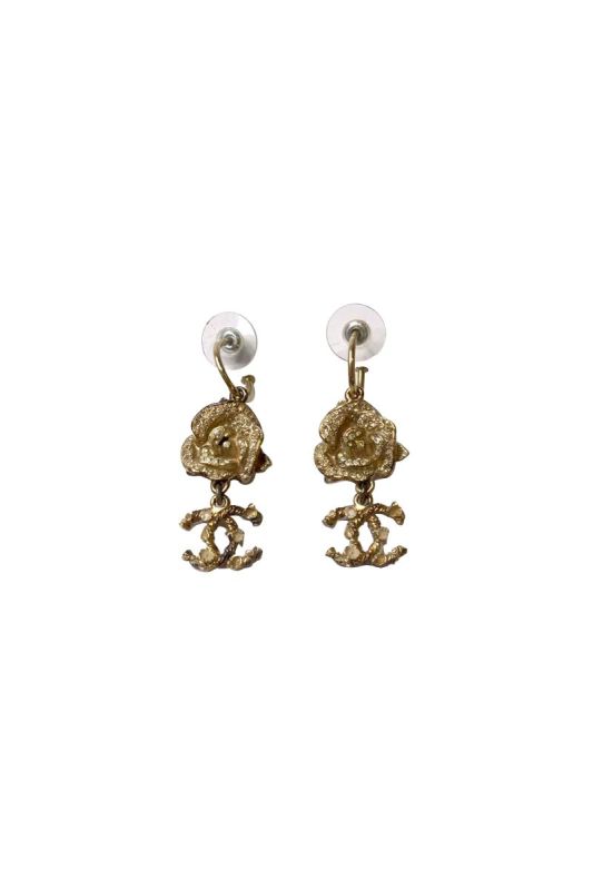 CHANEL GOLD CC DROP EARRINGS