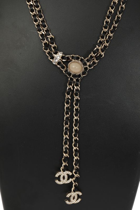 Chanel Leather and Pearl Necklace
