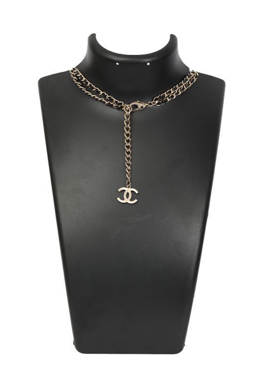 Chanel Leather and Pearl Necklace