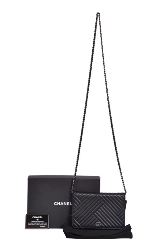 Chanel Leather ChevronWallet on Chain