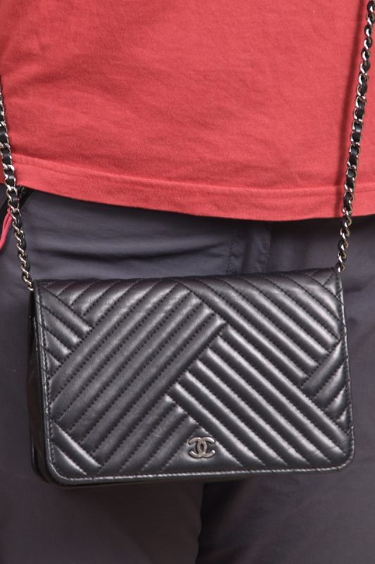 Chanel Leather ChevronWallet on Chain
