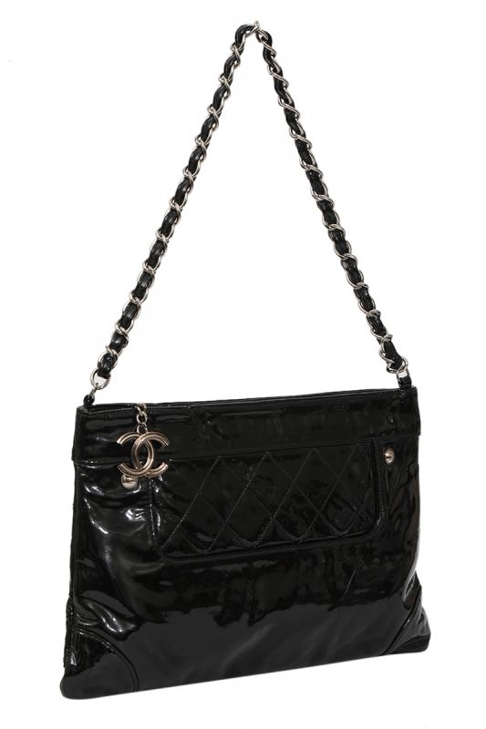 Chanel Patent Leather Quilted Shoulder Bag