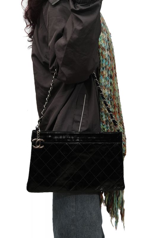 Chanel Patent Leather Quilted Shoulder Bag
