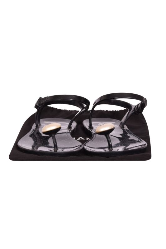 Chanel Pearl Logo Jelly Sandals