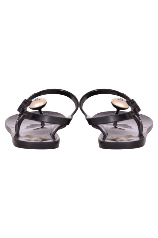 Chanel Pearl Logo Jelly Sandals