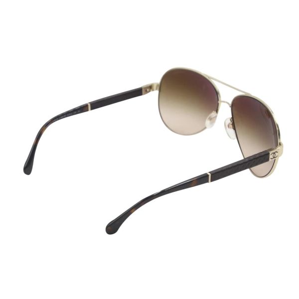 CHANEL QUILTED LEATHER AVIATOR CC SUNGLASSES