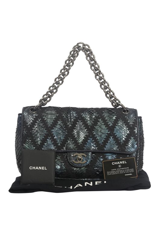 Chanel Soft and Chain Python Crochet Flap Bag