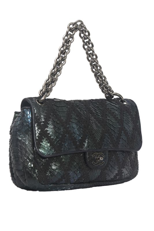 Chanel Soft and Chain Python Crochet Flap Bag