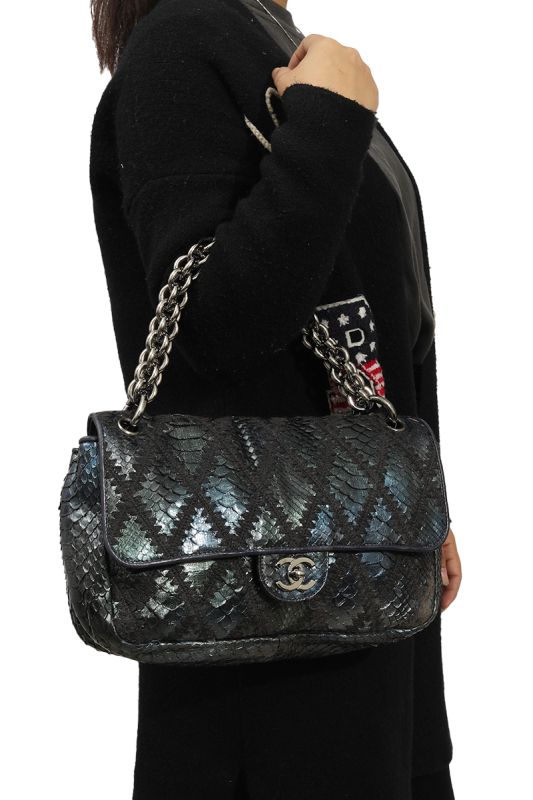 Chanel Soft and Chain Python Crochet Flap Bag