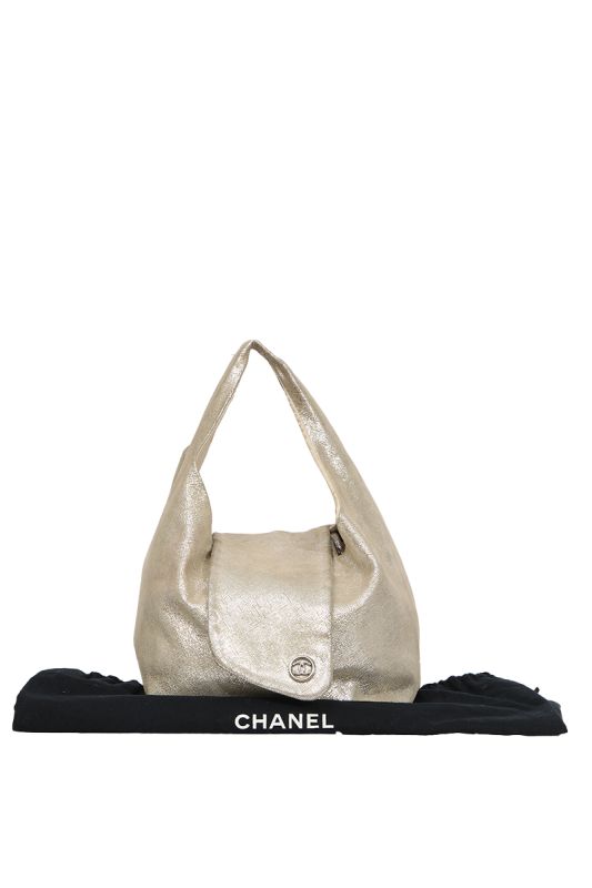 Chanel Soft Handle Metallic Silver Handbag