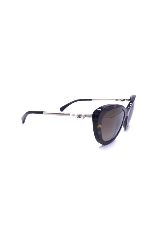 CHANEL TORTOISE SHELL FRAME PEARL CC SUNGLASSES