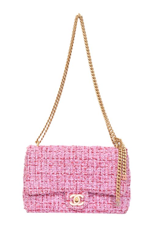 Chanel Tweed Enamel Quilted CC Flap Shoulder Bag