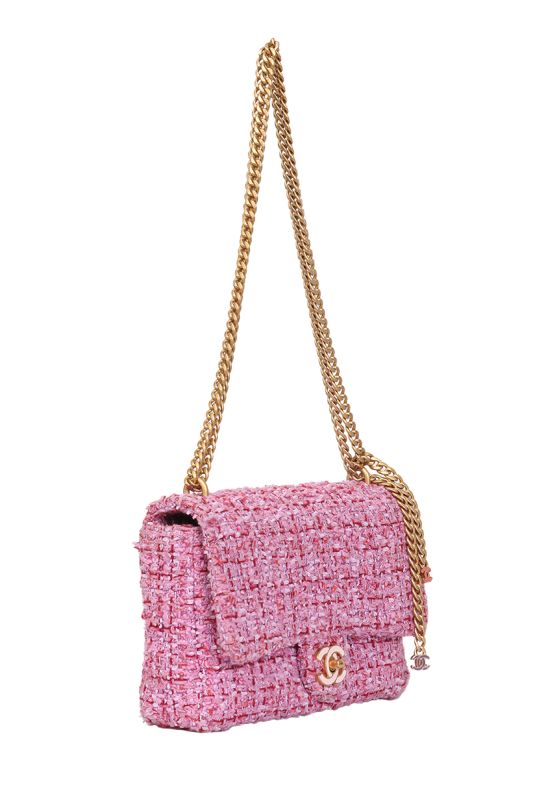 Chanel Tweed Enamel Quilted CC Flap Shoulder Bag