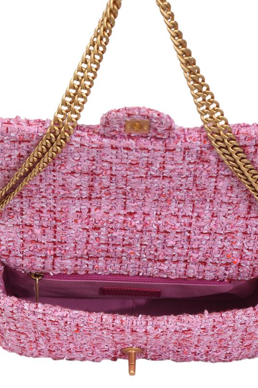 Chanel Tweed Enamel Quilted CC Flap Shoulder Bag
