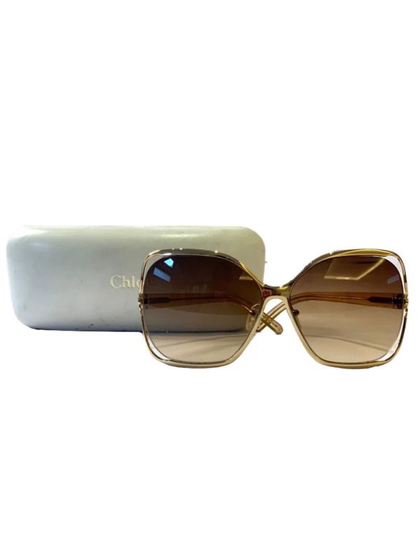 CHLOE CARLINA METAL CONSTRUCTED SQUARE  SUNGLASSES