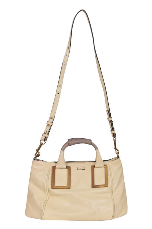 Chloe Cream Leather Ethel Satchel Bag