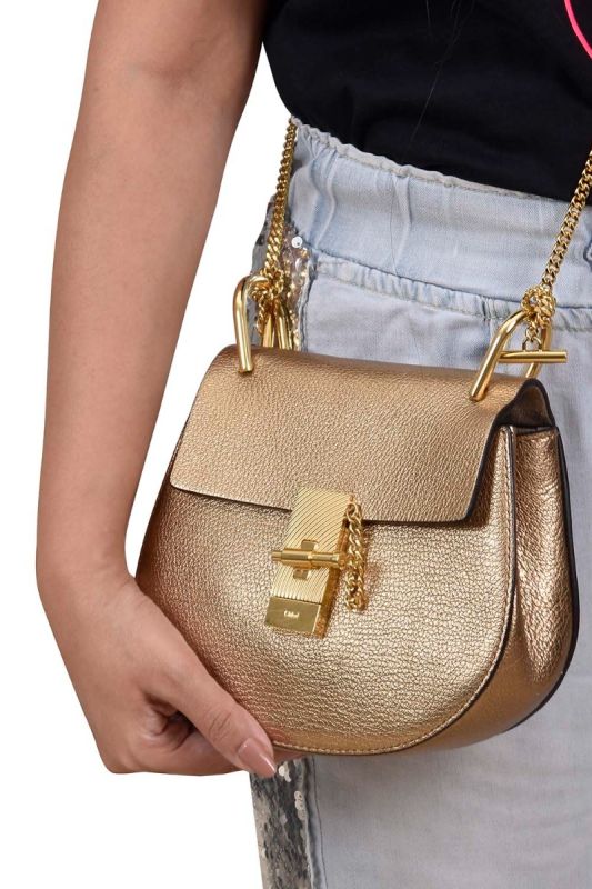 Chloe Drew Gold Metallic Sling Bag