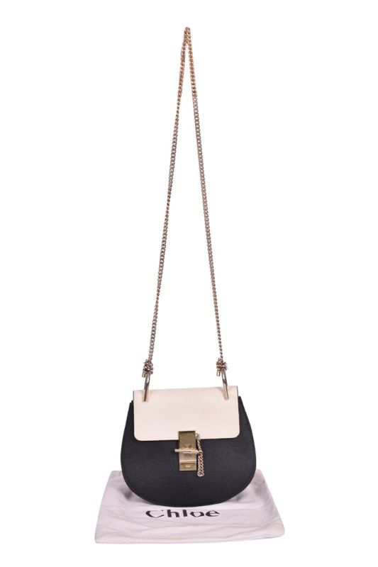 Chloe Grained Calfskin Lambskin Mini Bi-color Drew Shoulder Bag