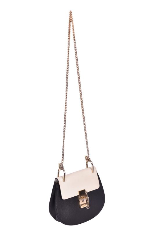 Chloe Grained Calfskin Lambskin Mini Bi-color Drew Shoulder Bag