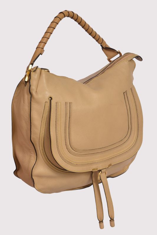 Chloe Marcie Leather Beige Handbag