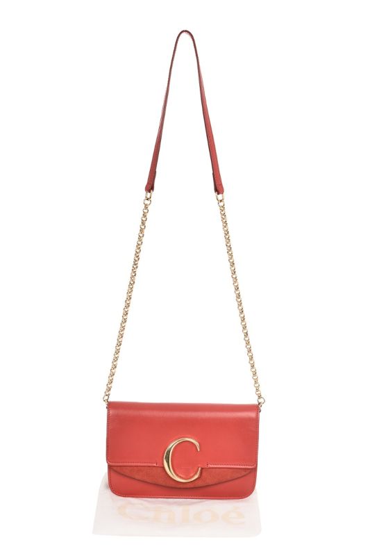 CHLOE PLAID SUEDE C CHAIN BAG