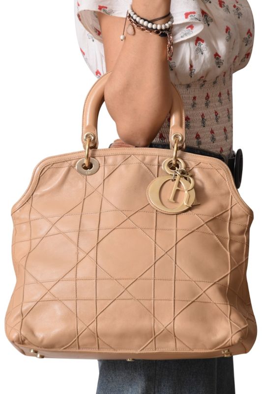 Christian Dior Beige Leather Granville Tote Bag
