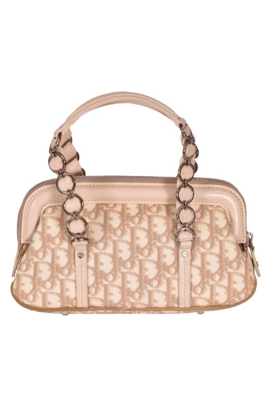 Christian Dior Beige Monogram Trotter Romantic Ribbon Chain Bag