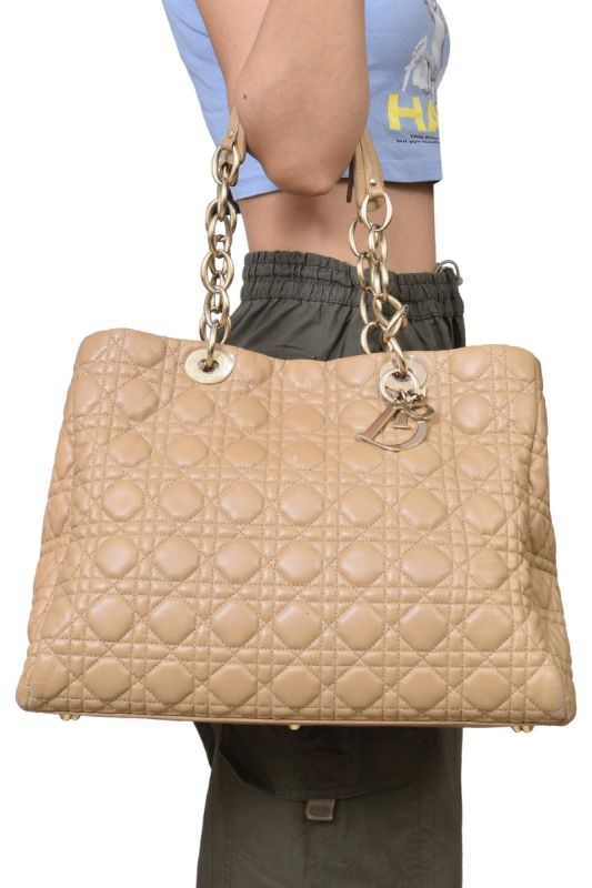 Christian Dior Beige Quilted Handbag