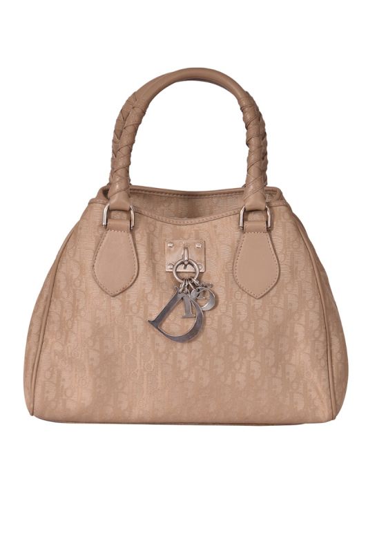 Christian Dior Beige Nylon and Leather Tote Bag