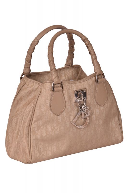 Christian Dior Beige Nylon and Leather Tote Bag
