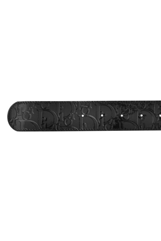 Christian Dior Black Patent Leather Monogram Belt