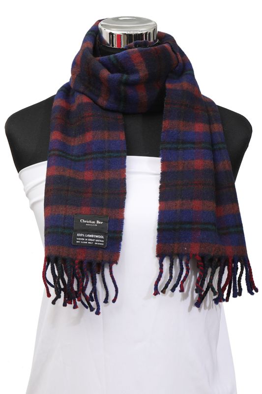 Christian Dior Blue Checkered Lambswool Scarf